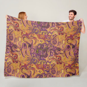Couverture Polaire Tan doré et pierre violette