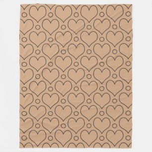Couverture Polaire Tan et Black Love Coeurs et motif Pois