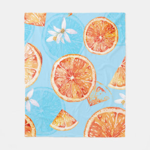 Couverture Polaire Tangerines Aquarelle : Bleu Tissu Luxueux