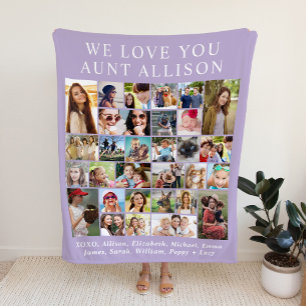 Couverture Polaire Tante 30 Photo Collage Purple
