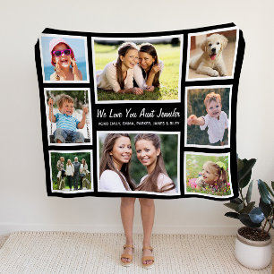 Couverture Polaire Tante Love You Photo Collage Noir