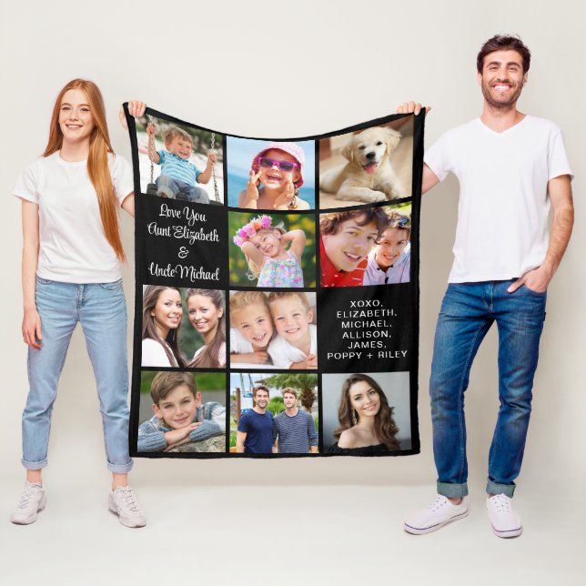 Couverture Polaire Tante Oncle 10 Photo Collage noir (En situation)