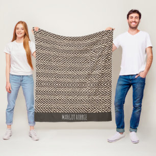 Couverture Polaire Tapis en tissu brun pâle Motif géométrique