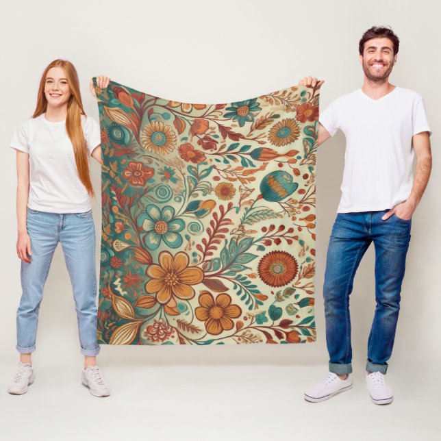 Couverture Polaire Tapisserie d'art populaire d'or (En situation)