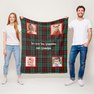 Couverture Polaire Tartan à carreaux rouge et vert Fleece On vous aim