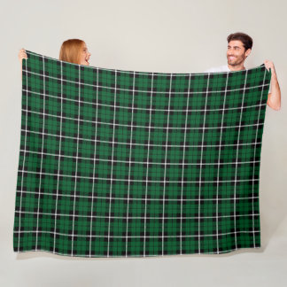 Couverture Polaire Tartan blanc de pied de noir vert de plaid de