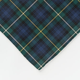 Couverture Polaire Tartan bleu-foncé et vert de clan de Campbell