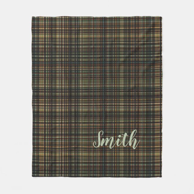 Couverture Polaire Tartan foncé (Plaid) personnalisé (Devant)