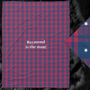 Couverture Polaire Tartan - Patriotique - Bleu Rouge Étoiles Blanches