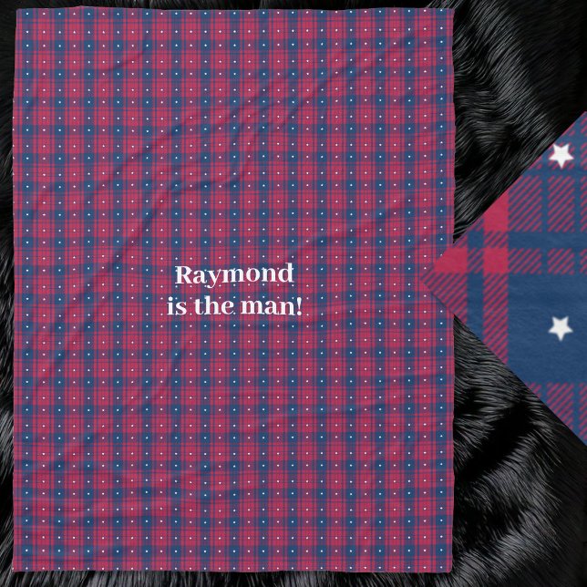 Couverture Polaire Tartan - Patriotique - Bleu Rouge Étoiles Blanches (Tartan - Patriotic - Red Blue White Stars Fleece Blanket by Leapfroglisics Shop)