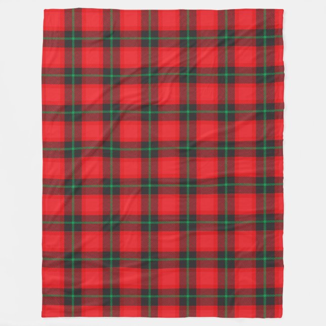 Couverture Polaire Tartan plaid rouge noir Motif traditionnel (Devant)