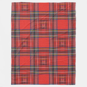 Couverture Polaire Tartan plaids motif rouge royal tissu