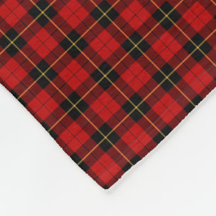 Couverture Polaire Tartan rouge de clan de Wallace et noir classique