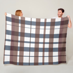 Couverture Polaire Tartan Tons Terre Brune