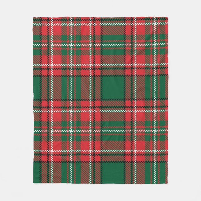 Couverture Polaire Tartan traditionnel : motif plaid rouge-vert. (Devant)