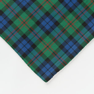 Couverture Polaire Tartan vert clair et bleu de clan de Dundas