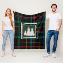 Tartan vert Plaid & Pine Blanc Silhouette