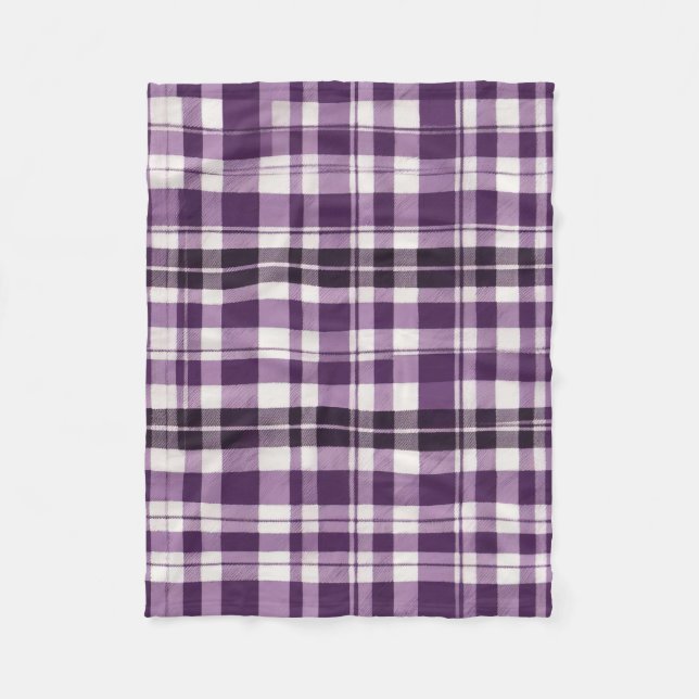 Couverture Polaire Tartan violet et blanc (Devant)