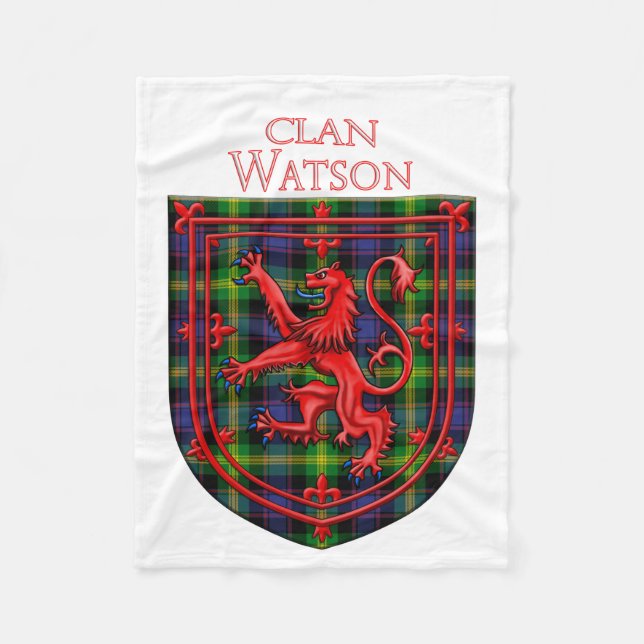 Couverture Polaire Tartan Watson Écossais Plaid Lion Rampant (Devant)