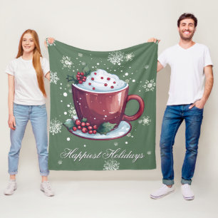 Couverture Polaire Tasse de Chocolat Chaud de Noël Vert