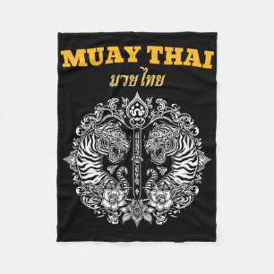 Couverture Polaire Tatouage d'art Muay Thai Sak Yant Twin Tiger Kickb