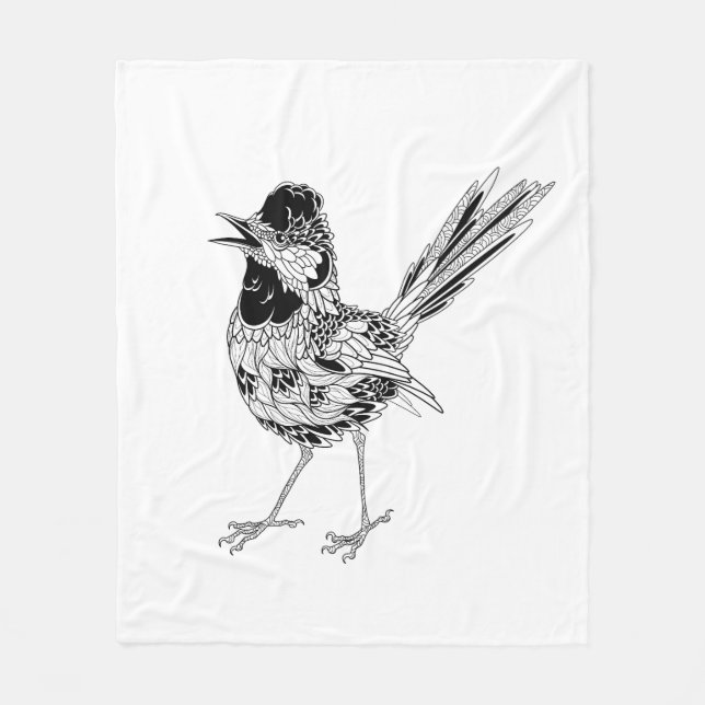 Couverture Polaire Tatouage d'oiseau (Devant)