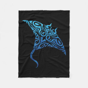 Couverture Polaire Tatouage polynésien hawaïen de la tribu Manta Ray