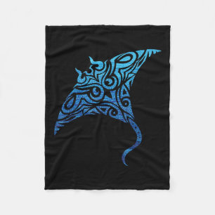 Couverture Polaire Tatouage polynésien hawaïen de la tribu Manta Ray