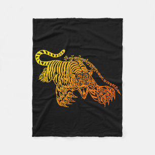 Couverture Polaire Tatouage Sak Yant Muay Thai Brave Tiger Kickboxing