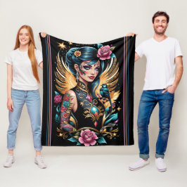 Couverture Polaire Tatouages Et Roses 2