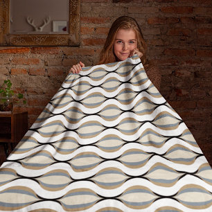 Couverture Polaire Taupe Beige Tan Gris Blanc Noir Vagues d'oignon