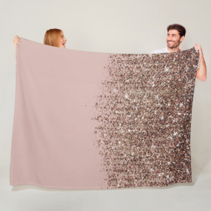 Couverture Polaire Taupe Blush Rose Pâle Bronze Glitter Cascade