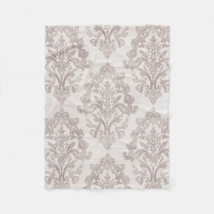 Couverture Polaire Taupe Doux Damassé Aquarelle Floral Classique