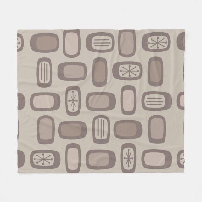 Couverture Polaire Taupe Rectangles arrondies MCM du milieu du siècle (Devant (Horizontal))