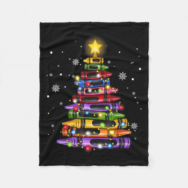 Couverture Polaire Teacher Crayon Christmas Tree Lights Student Schoo (Devant)