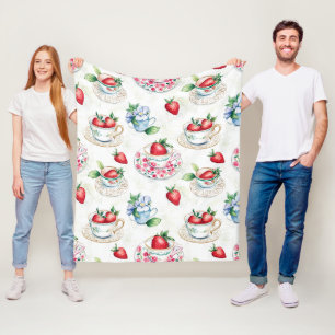 Couverture Polaire Teacup de fraise vintage motif floral