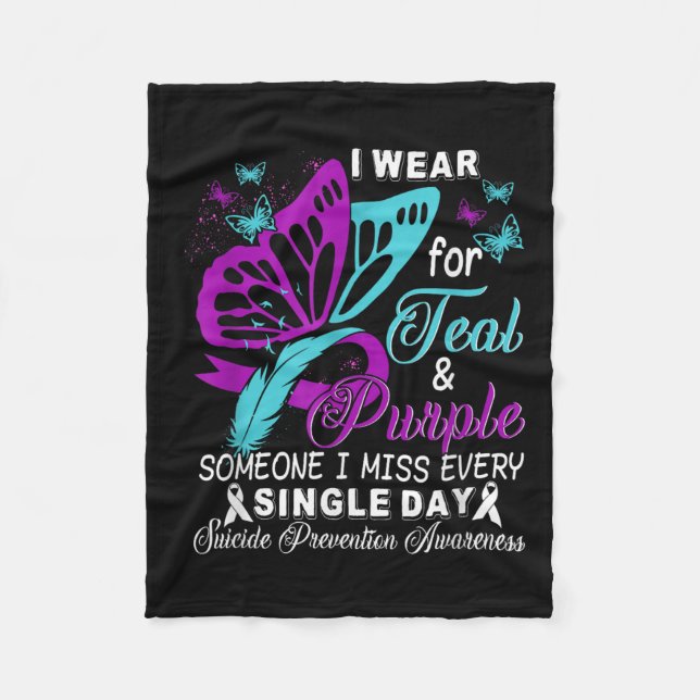 Couverture Polaire Teal And Purple Ribbon Suicide Prevention Awarenes (Devant)