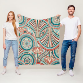 Couverture Polaire Teal et Coral Nouveau Flow