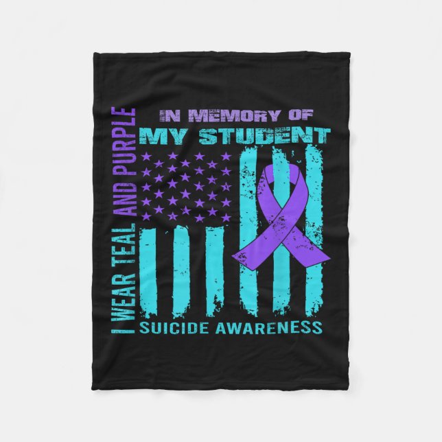 Couverture Polaire Teal Purple Ribbon Suicide Awareness Flag Student  (Devant)