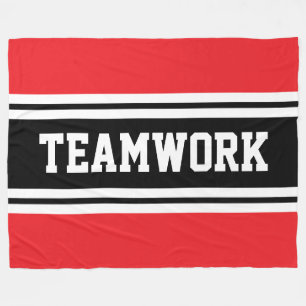 Couverture Polaire TEAMWORK Athlétique Rouge Noir Blanc Rayures