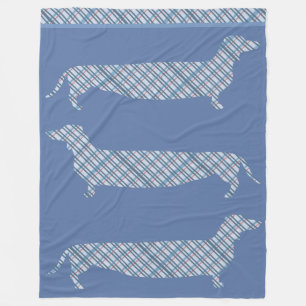 Couverture Polaire Teckels de plaid sur le bleu