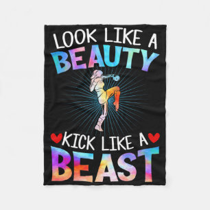 Couverture Polaire Tee Femme Kickbox Comme la Beauté Coup de Pied Com