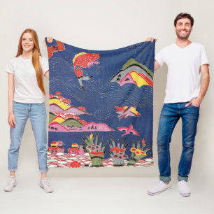 Couverture Polaire Teinture japonaise d'okinawaïen (Bingata)