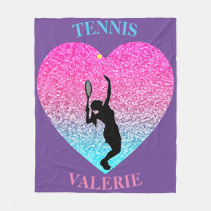 Couverture Polaire Tennis Girls Fleece Blanket avec/ Nom personnalisé