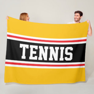 Couverture Polaire TENNIS Orange Rouge Doré Noir Rayures