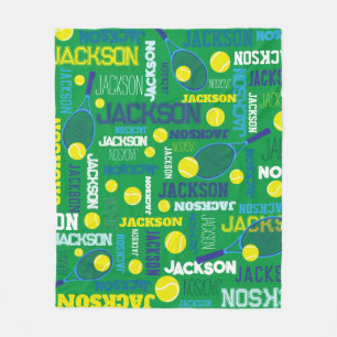 Couverture Polaire Tennis sports vert blanc bleu jaune