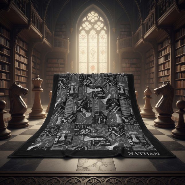 Couverture Polaire Termes et pièces d'échecs noir et blanc ID784 (Créateur téléchargé)