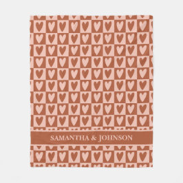 Couverture Polaire Terracotta Boho Hearts Valentine Gift