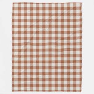 Couverture Polaire Terracotta En vichy Vérifier Motif Fleece Blanche