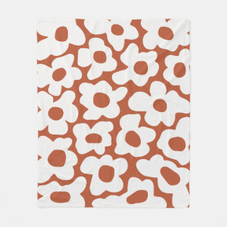 Couverture Polaire Terracotta Retro Super Baby Flowers Motif